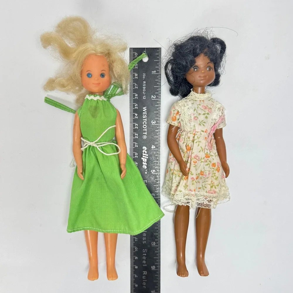 Vintage 1973 Mattel Sunshine Family Dolls Set Blonde and African‎ American 9